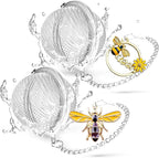 Tea Strainers for Loose Tea, Set of 2 TeaSanavie Stainless Steel Tea Ball, Tea infuser with Honeybee & Queenbee Charm