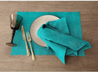 Solino Home Linen Napkins Set of 4 - Classic Hemstitch 100% Pure Linen Teal Dinner Napkins Cloth 20 x 20 Inch for Fall, Autumn, Thanksgiving, Christmas - Handcrafted and Machine Washable