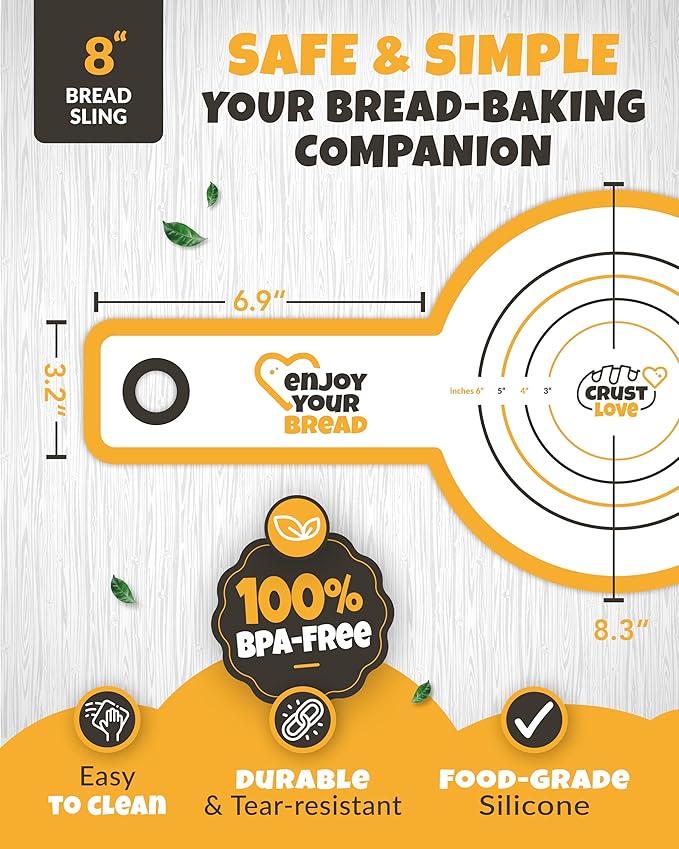 CRUSTLOVE Silicone Bread Sling for Dutch Oven – Non-Stick Sourdough Sling & Baking Mat – Reusable & Easy to Clean – Heat Resistant to 480°F – Silicone Sourdough Sling for Artisan Bread Baking Supplies
