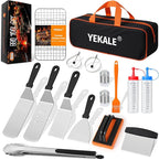 17 PCS Griddle Accessories Kit, Flat Top Grill Accessories Set for Blackstone and Camp Chef, Grill Spatula Set with Enlarged Spatulas, Scraper - Outdoor Barbecue Tools Gifts for Men Dad Him