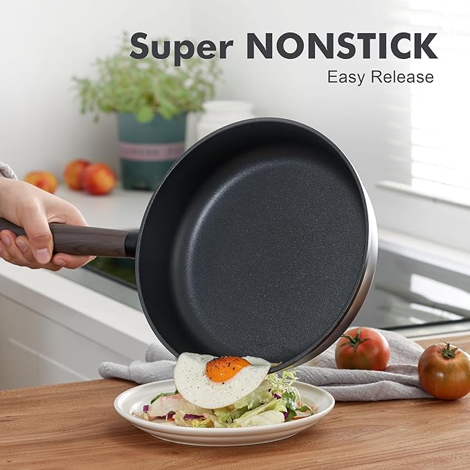 SENSARTE 17Pcs Nonstick Cookware Set Pots and Pans Set Kitchen Cooking Frying Pans with Stay-cool Handle, Dishwasher Safe, Induction Compatible, PFOA/PFOS Free, Black