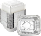Waytiffer Aluminum Foil Pan 5.5" x 4.5" (50 Pack) Disposable Cookware with Lids/Aluminum Foil Food Containers/Meal Prep Freezer Drip Pans BBQ Potluck Holidays Silver
