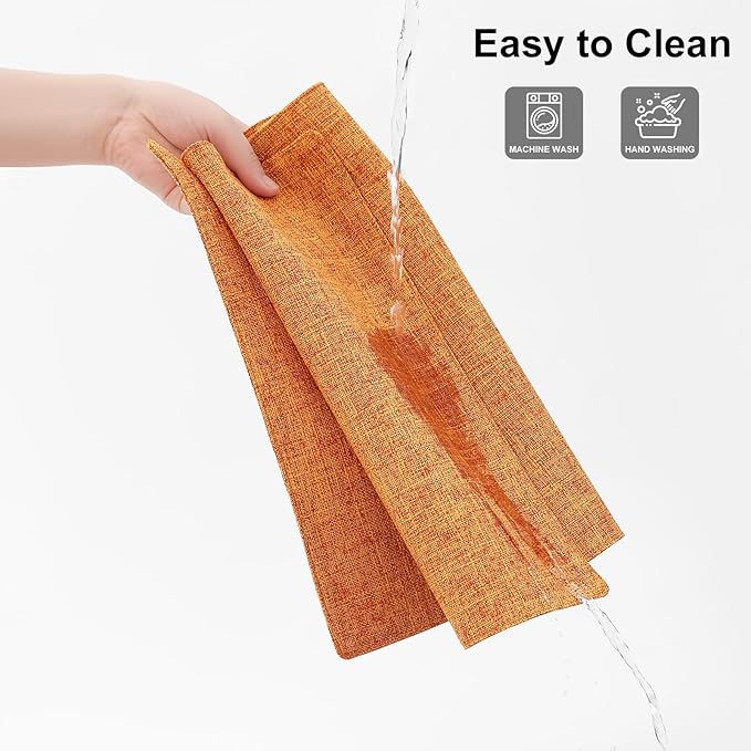 Homaxy Cloths Placemats for Dining Table Set of 6, Heat Resistant Washable Cotton Linen Blend Table Mats, Ideal for Kitchen Party Dining Decoration, 13" x 19", Orange