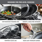 GreenPan Spectra 12" Wok Pan with Lid, Hybrid Tri-Ply Stainless Steel, PFAS-Free Ceramic Nonstick Textured Cooking Surface, Induction Cookware, Diswasher Safe, Oven & Broiler Temp to 850˚F