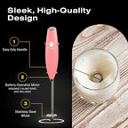 Bean Envy Milk Frother, Coffee Stirrers, Frother Wand, Milk Frother Handheld, Frother with stand, Hand Blender for Coffee, Lattes, Cappuccino, Matcha and Hot Chocolate – Kitchen Gifts - Rose Pink