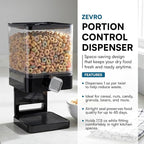 Honey-Can-Do Zevro Compact Dry Food Dispenser, Single Control, Black/Chrome
