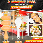 Rice Ball Mold Set – 2 Pack Easy Rice Ball Maker Mold, Sushi & Onigiri Maker with Paddle Spoon for Temari Sushi, Yaki-Onigiri, Omusubi – Three-Ball Molds for Bento, Snacks & Creative Meal Presentation