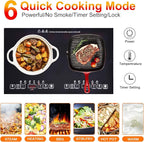 24 inch 2 Burners Electric Cooktop 110V Ceramic Electric Stove with 2 Cooktops 2200W Ajustable portable Electric Cooktop for Cooking(2 Burner Countertop)