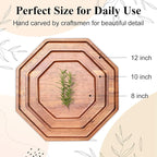 Set of 3 Acacia Wood Serving Trays Cheese Platters Party Hosting Essentials Gifts Charcuterie Board for Vegetable Fruit Food Round Tray Wooden Appetizer Platter Christmas Plates Dish Serving Boards
