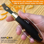 Zester Grater & Channel Knife Kitchen Bar Tool Set for Parmesan Cheese Lemon Garlic Nutmeg Chocolate Citrus Cucumber Radish Ginger Crushed Scraping Rubber Ergonomic Curved Handle Black