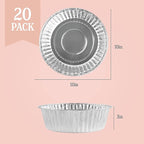 PLASTICPRO 10'' Inch Round Tin Foil Pans Disposable Aluminum, Extra Deep Freezer & Oven Safe - For Baking, Cooking, Storage, Roasting, & Reheating, Pack of 20