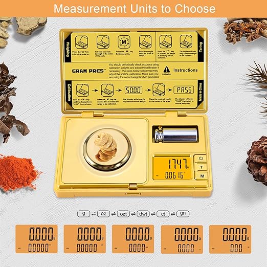 GRAM PRES High Precision Milligram Scale,50g/0.001g Digital Mini Pocket Gram Scale,Mg Scale for Weighing Powders,Jewelry, Medicine, Gem, Reloading,Gold Scale with Cal Weight, Tweezer and Tray