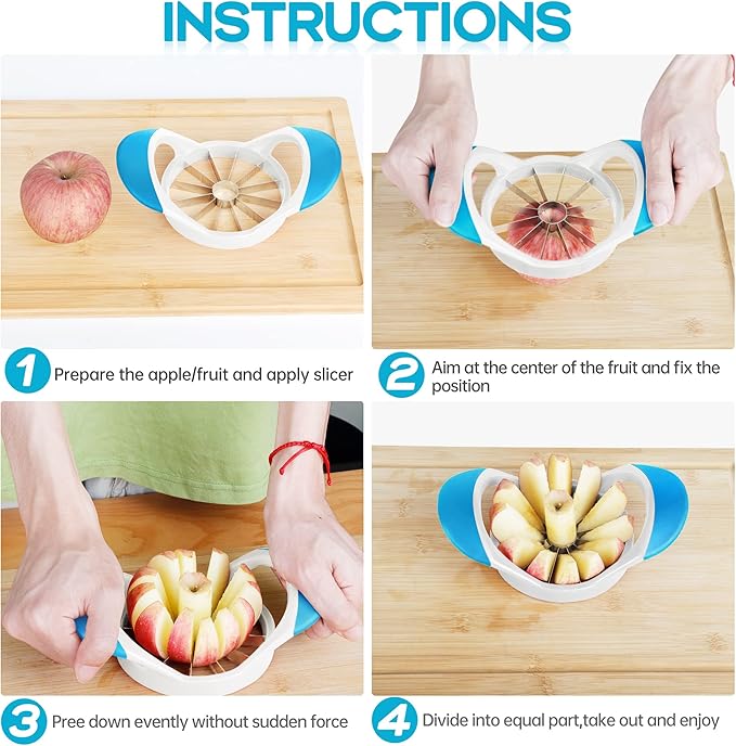 Supercenter Apple Cutter, Apple Corer and Slicer - Stainless Steel Apple Corer - 4.72 Inch Apple Slicer Tool with 12 Super Sharp Blades, lightweight Apple Slicer and Corer with Anti-slip Handle