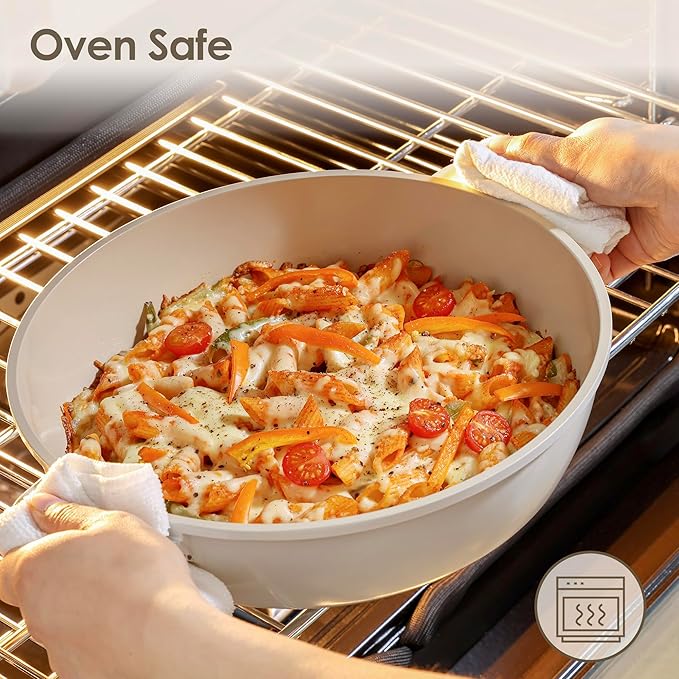 SENSARTE 17Pcs Ceramic Nonstick Cookware Set Non-toxic Healthy Pots and Pans Set Ceramic Kitchen Cooking Frying Pans with Stay-cool Handle, PFAS/PTFE/PFOA Free, Dishwasher Safe, Induction Compatible