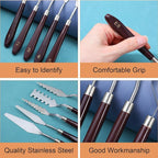 29 Pcs Palette Knife Set, Stainless Steel Palette Knife with Wooden Handle, Numbered Paint Spatula, Oil Painting Supplies for Acrylic Painting, Textured Art