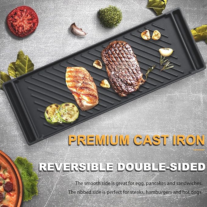 Atgestore DG61-00859A Reversible Griddle Replacement for Samsung Stove Parts Cast Iron Center Griddle Plate DG61-00859A Samsung Gas Range Cooktop Griddle NX58H5600SS NX58H9500WS Burner Flat Top Pan