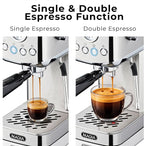 Zulay Kitchen Magia Compact Espresso Machine – 20 Bar Coffee Maker with Milk Frother Steam Wand, Latte & Cappuccino Maker, 1350W Fast Heating, 40oz Removable Water Tank, Stainless Steel – Silver