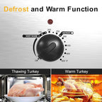 26Qt Turkey Roaster Oven Buffet with Self-Basting Lid, 1450W Electric Roaster Oven with Cool-Touch Handles, Stainless Steel Roaster Oven with Removable Pan and Rack, Silver