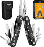 RoverTac Multitool Pliers Pocket Knife, 14 in 1 Multi Tool Knife Pliers Saw Bottle Opener Safety Lock Nylon Sheath, Camping Hiking Gear Multitool for Camping Survival Hiking DIY, Gifts for Men Dad