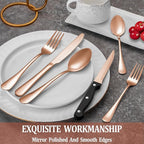 72 Pcs Rose Gold Silverware Set with Steak Knives Service for 12,Stainless Steel Flatware Set,Mirror Polished Cutlery Utensil Set, Kitchen Eating Tableware,Include Fork Knife Spoon Set,Dishwasher Safe