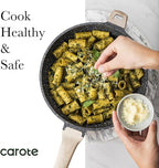 CAROTE 12inch Nonstick Frying Pan Skillet,Non Stick Granite Fry Pan Egg Pan Omelet Pans, Stone Cookware Chef's Pan, PFOA Free,Induction Compatible