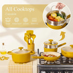 CAROTE 21pcs Cookware Set Nonstick Pots and Pans Set, Ceramic Cookware Set Induction Cookware, Non toxic Healthy Non Stick Kitchen Cooking Set, PFAS PTFE Free