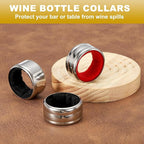 PATIKIL 12 Pcs Wine Bottle Collars, Stainless Steel & Velvet Felt Bottle Drip Ring Anti-overflow Wine Drip Catcher Accessories for Kitchen Bar Party Beverage, Black (Regular)