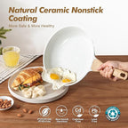 SENSARTE Nonstick Frying Pan Skillets, White Ceramic Coating Omelette Pans, Healthy Cookware Chef's Pan, Free of PTFE & PFAS (9.5+11+12.5 Inch)