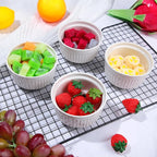 Xinnun 24 Pcs 6 oz Ramekins Creme Brulee Dishes Oven Safe Classic Porcelain Ramekins Set for Baking, Creme Brulee, Souffle, Appetizer, Custard, Pudding, Dipping Bowl