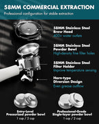 Espresso Machine With Grinder, 20 Bar Espresso Machine with Milk Frother Steam Wand, Espresso Machines for Home, Expresso Coffee Machines Professional, Cappuccino Latte Machine