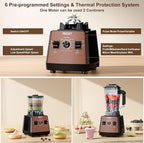 Blenders for Kitchen, Smoothie Blender, 2400W/1000W Prasky Blender & Grinder Combo, 25,000 RPM High Speed, 68oz BPA-Free Food Processor, Countertop Blender for Smoothies, Shakes & Food (Brown, 2L)