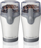 Hamilton Beach Fresh Grind Electric Coffee Grinder for Beans,Spices and More,Stainless Steel Blades,Removable Chamber,Makes up to 12 Cups,White,(Pack of 2)