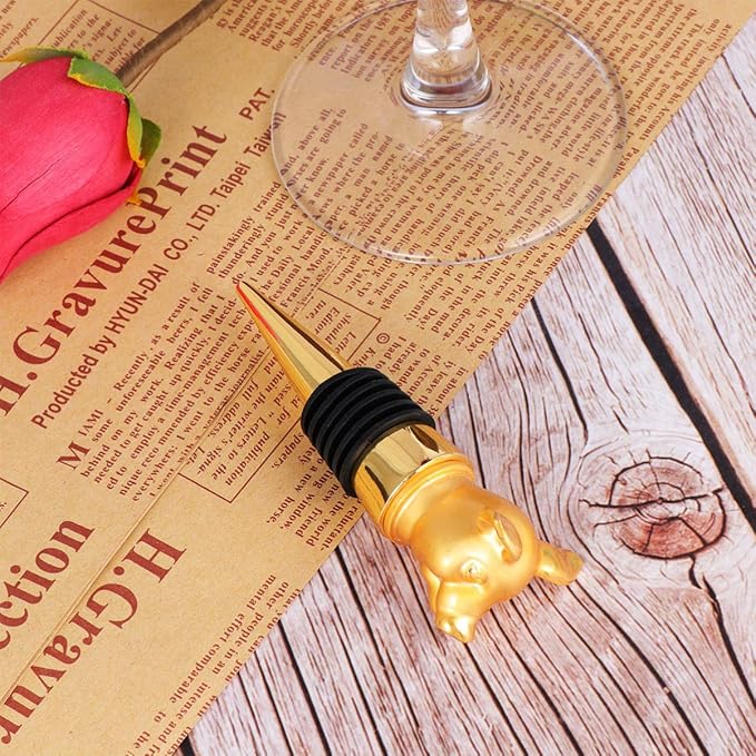 Hemoton Pig Wine Stopper Creative Animal Design Food Grade Alloy Bottle Plug for Wine Beer Vinegar Bottles Perfect for Bar Party Kitchen Use