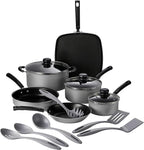 Tramontina Primaware 15-Piece Non Stick Cookware Set with Lids and Utensils, Aluminum Nonstick Pots and Pans Kitchen Set (Silver)