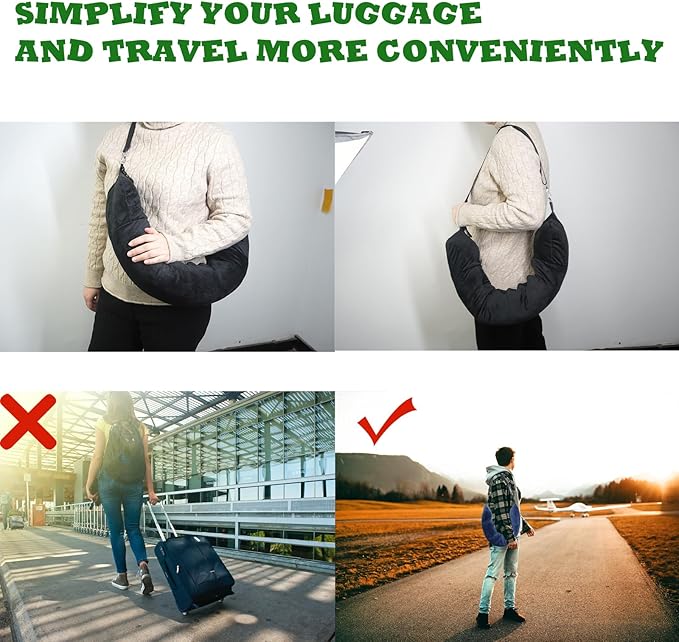 1/2PCS Travel Pillow Stuffable with Clothes As Carry-On Luggage Fits Up to 3 Days of Travel Essentials, Multifunctional U-Shaped Pillowcase for Business, Trip, Outdoor (1PCS-Brown)
