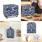 White Cherry Blossom Print Meat Slicer Cover Large Deli Food Slicer Machine Dust Cover Waterproof Dust-Proof Durable Cheese Bread Cutter Cover for Home Kitchen Decoration Accessories