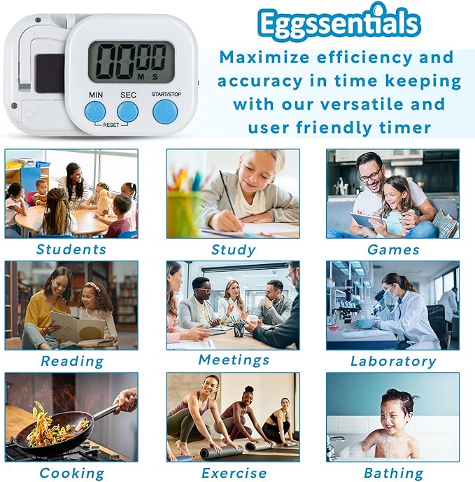 Pack of 4 - Kitchen Timer with Big Digital Numbers and Loud Alarm - Kitchen Timers for Cooking, Classroom for Kids, Gym, Yoga, Office.