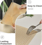 Leetaltree Luxury Gold Sequin Placemats Set of 4 - Waterproof Washable for Wedding, Anniversary, Daily Use - Sparkling Table Decor -Hand-Cut