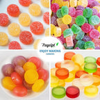 Puyeipt 4 PCS Silicone Gummy Candy Molds, 55 Cavities Non-Stick Round Molds for Small Hard Candies, Chocolates, Caramels, Jello, Fruit Snacks
