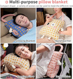 Plush Warm Hand Pillow with 67 * 59 Inch Compact Travel Blanket Warm Lambswool Pillow Portable 3 in 1 Combo Nap Pillow Blanket Plush Throw Pillow for Home Office（Yellow 15inch）