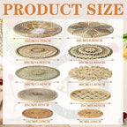 Tatuo 11 Pcs Boho Wall Basket Decor Bulrush Woven Wall Hanging Art Round Farmhouse Rustic Handmade Wicker for Summer Home, Bedroom, Living Room, Kitchen Decorations, Multi Sizes(Vivid)
