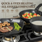 23Pcs Ceramic Cookware Set Non Stick Pots and Pans Set Non Toxic with Detachable Handle Induction Kitchen Cookware Set Space Saving, Oven & Dishwasher Safe, Black