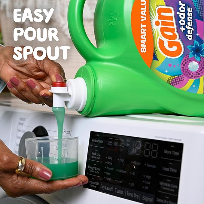 Gain + Odor Defense Liquid Laundry Detergent, Super Fresh Blast Scent, 107 Loads, HE Compatible