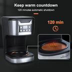Programmable Coffee Maker 12 Cup Brew & Drip coffee machine, Fully Automatic, 1-4 Cup Setting, Stainless Steel,Keep- Warm Function, Household, Home and Office,Black