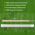 MFJUNS 500pcs Individually Wrapped Coffee Stirrers Wood - 7" Coffee Stir Sticks, Round End Disposable coffee stirrer, For Coffee, Cocktail and Hot Drinks
