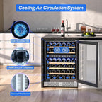 Empava 24" Wine Cooler Refigerator, Freestanding or Under Counter Fridge with Lights, 46 Bottles Capacity Dual Zone, Touch Control, Stainless Steel