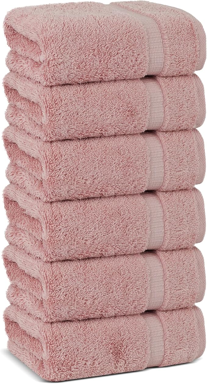 Chakir Turkish Linens | Hotel & Spa Quality 100% Cotton Premium Turkish Towels | Soft & Absorbent (6-Piece Hand Towels, Pink)