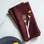 Solino Home Linen Napkins Set of 4 - 100% Pure Linen Red Garnet Dinner Napkins Cloth 20 x 20 Inch for Valentines, Holiday, Winter, New Year - Athena, Handcrafted and Machine Washable
