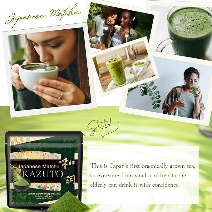 Kazuto Premium Grade Matcha Green Tea Powder - Premium First Harvest Single Origin USDA Organic Gluten-Free Vegan, 100% Pure Unsweetened No Additives from Shizuoka 1.06oz