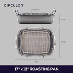 Circulon Nonstick Roasting Pan/Roaster with Rack - 17 Inch x 13 Inch,Gray,(Pack of 3)
